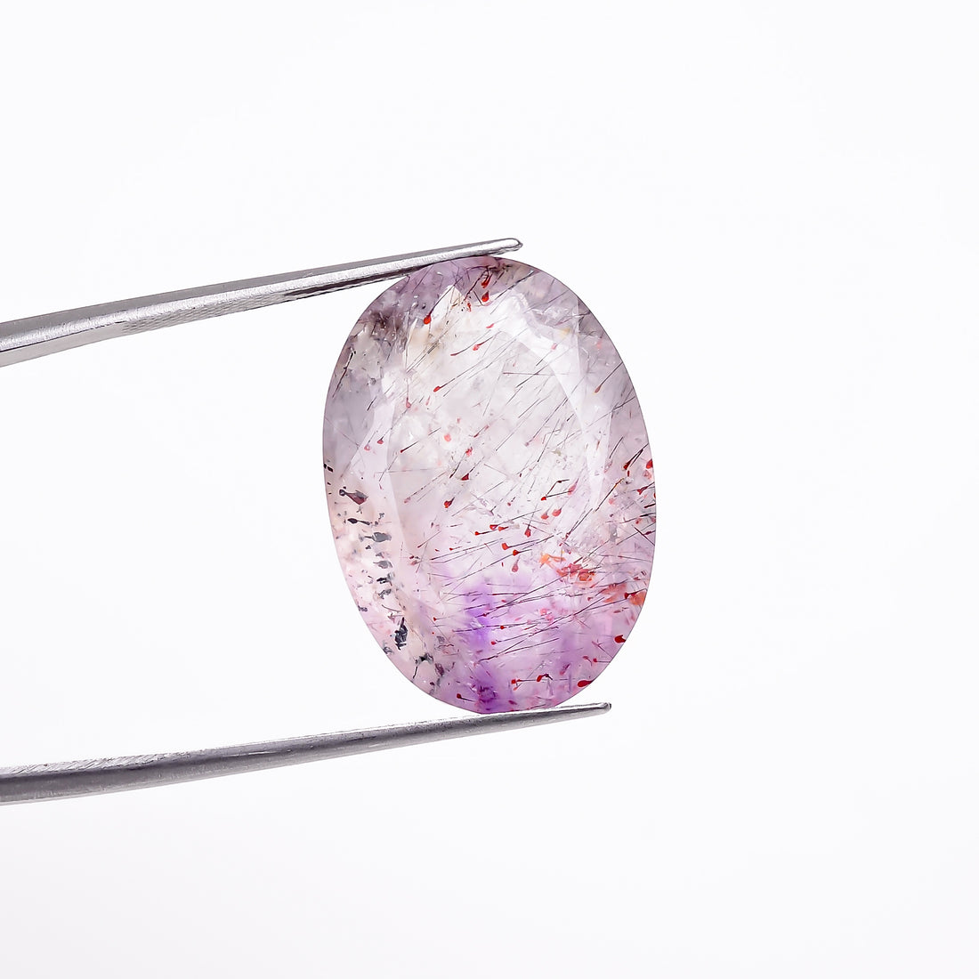 elestial hematite quartz oval shape cut stone loose gemstone