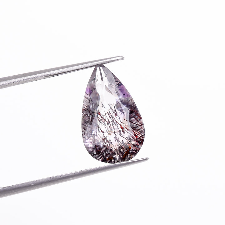 elestial hematite quartz pear shape cut stone loose gemstone