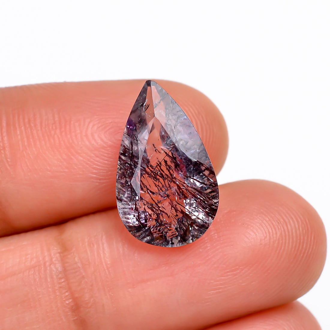 elestial hematite quartz pear shape cut stone loose gemstone