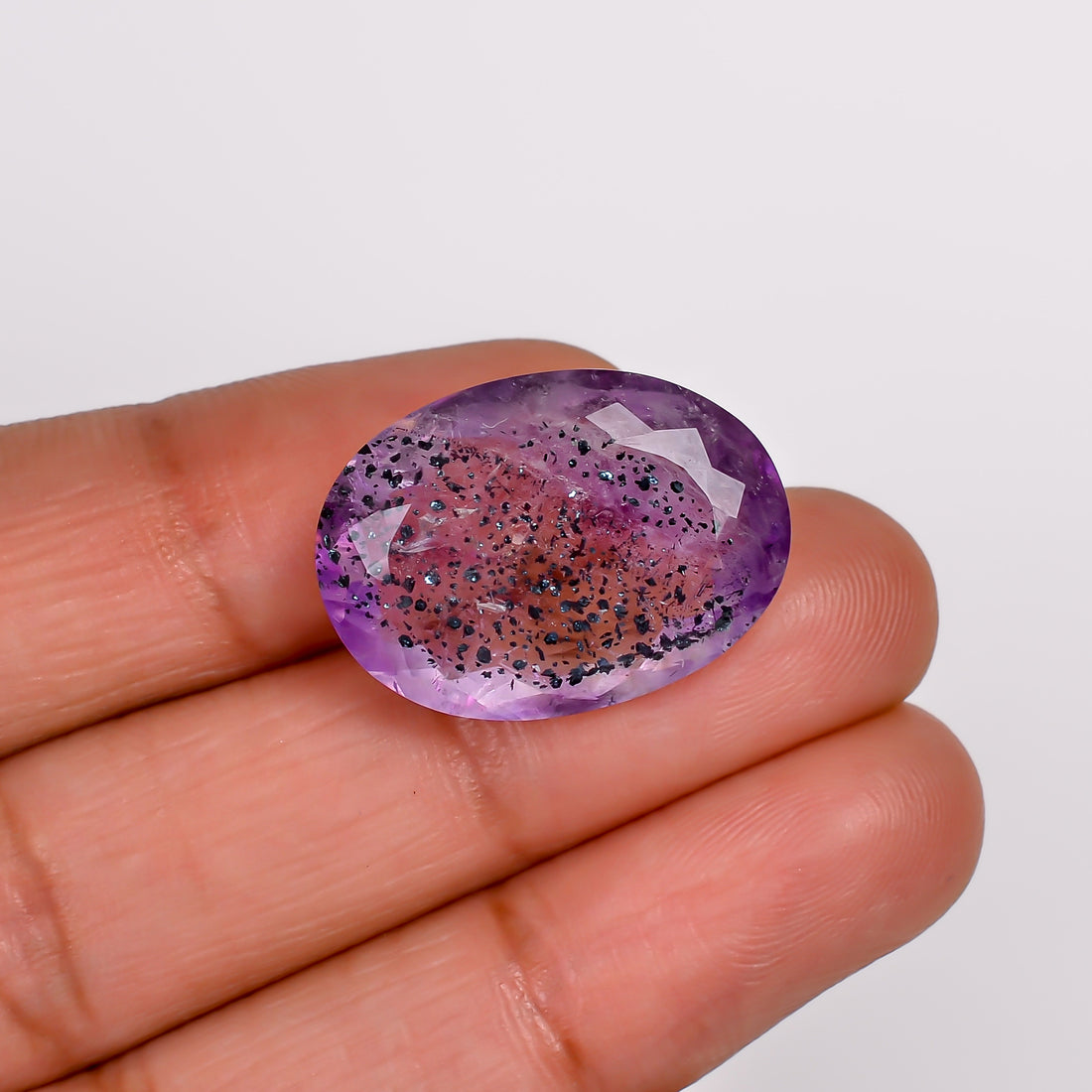 elestial hematite quartz oval shape cut stone loose gemstone