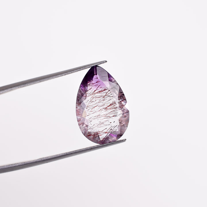 elestial hematite quartz pear shape cut stone loose gemstone