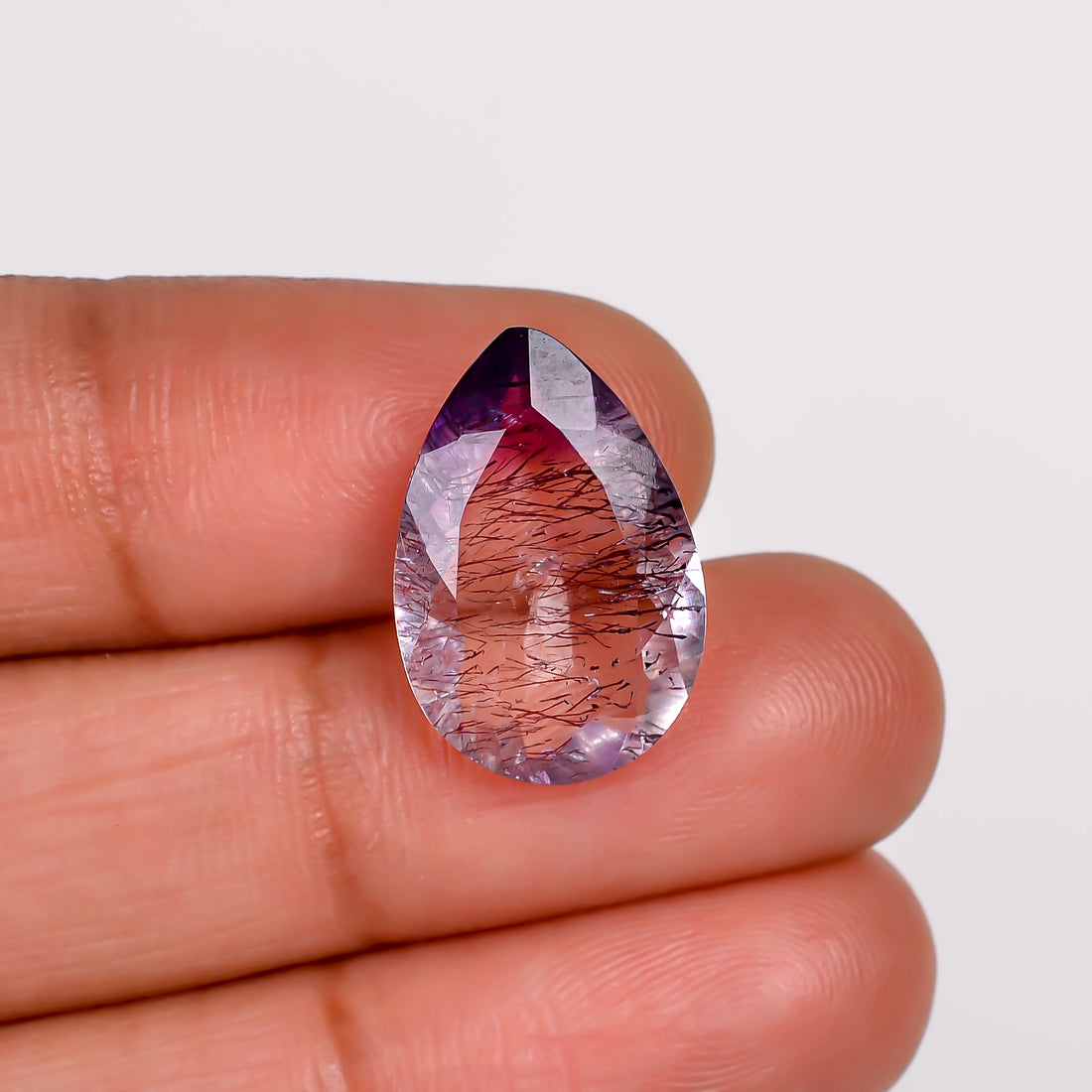 elestial hematite quartz pear shape cut stone loose gemstone