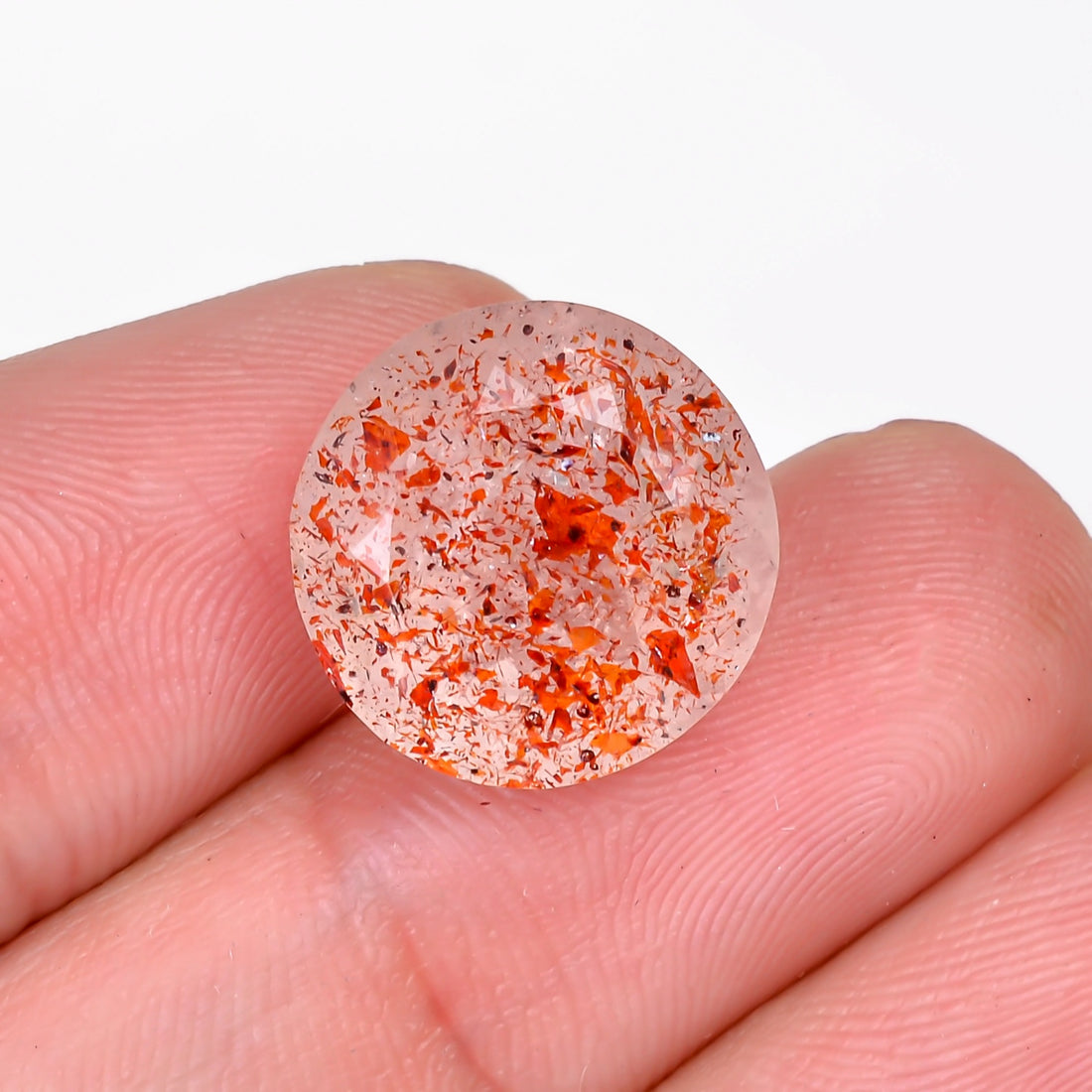 elestial hematite quartz round shape cut stone loose gemstone