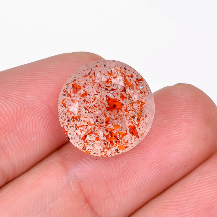 elestial hematite quartz round shape cut stone loose gemstone