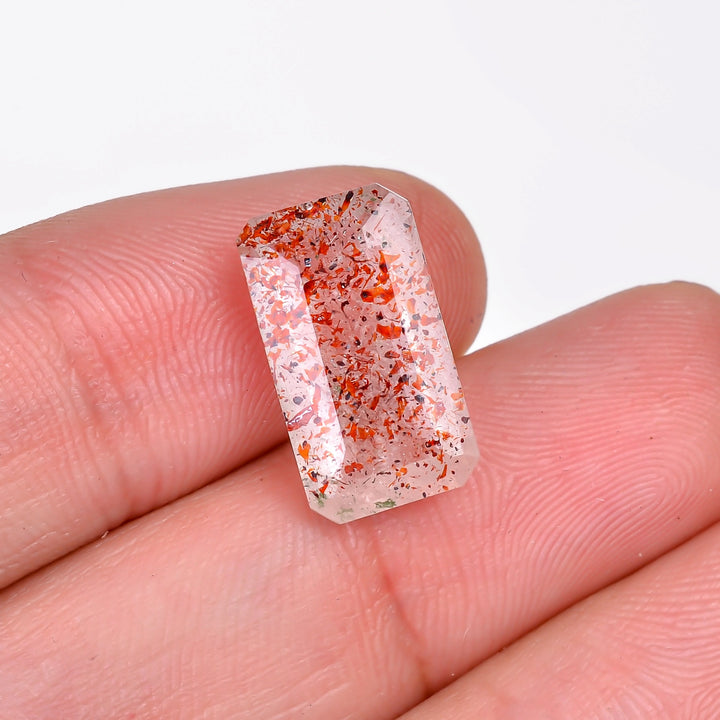 elestial hematite quartz radiant shape cut stone loose gemstone