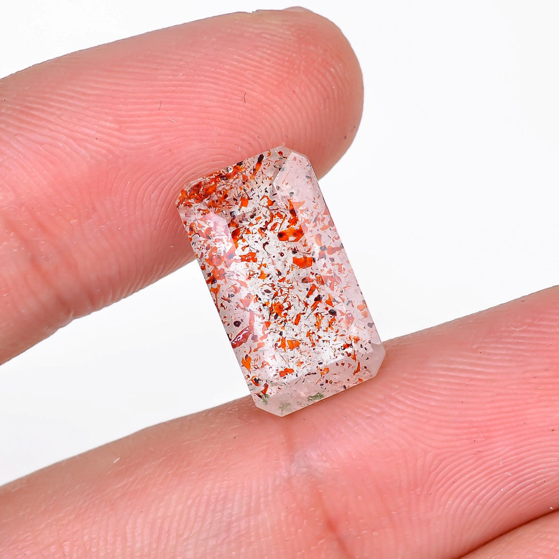 elestial hematite quartz radiant shape cut stone loose gemstone