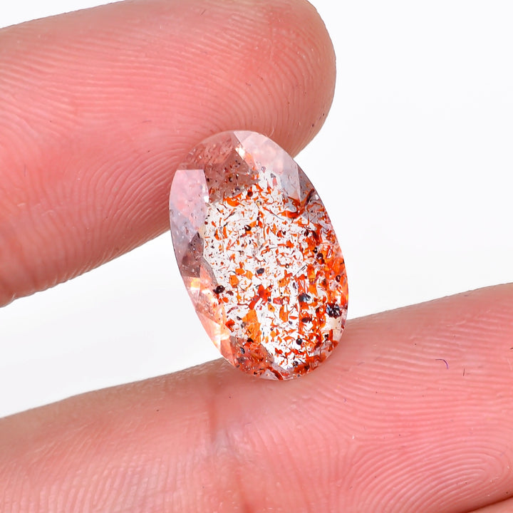 elestial hematite quartz oval shape cut stone loose gemstone