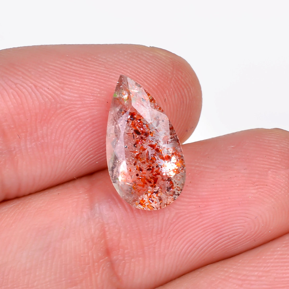 elestial hematite quartz pear shape cut stone loose gemstone