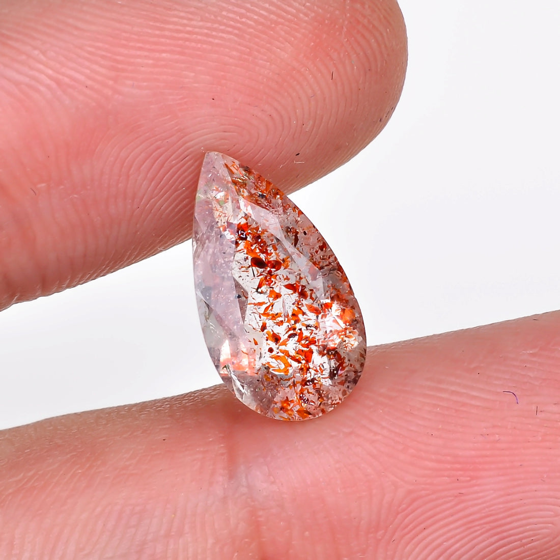 elestial hematite quartz pear shape cut stone loose gemstone