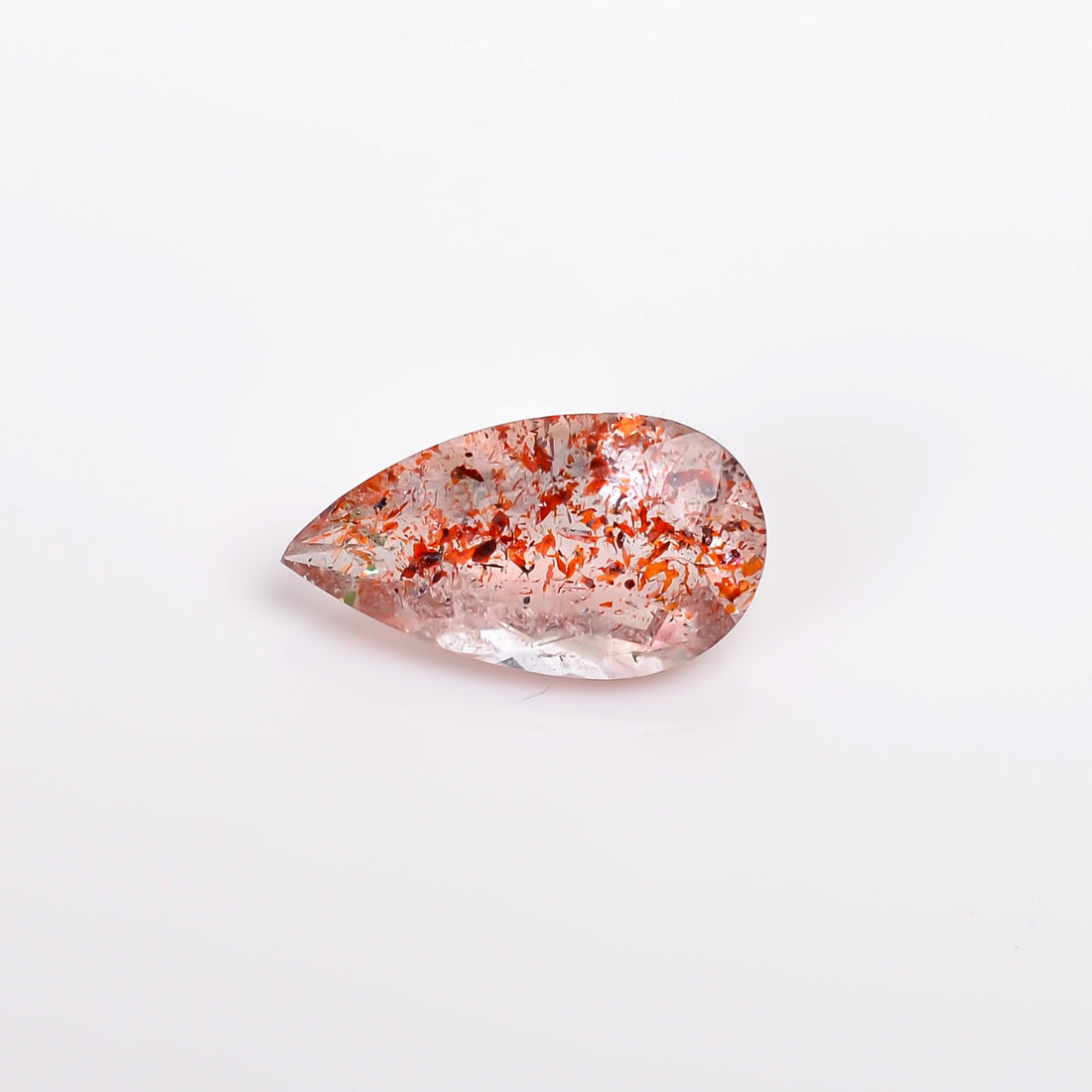 elestial hematite quartz pear shape cut stone loose gemstone