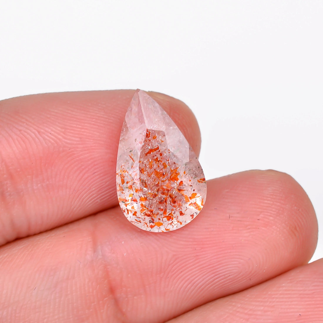 elestial hematite quartz pear shape cut stone loose gemstone