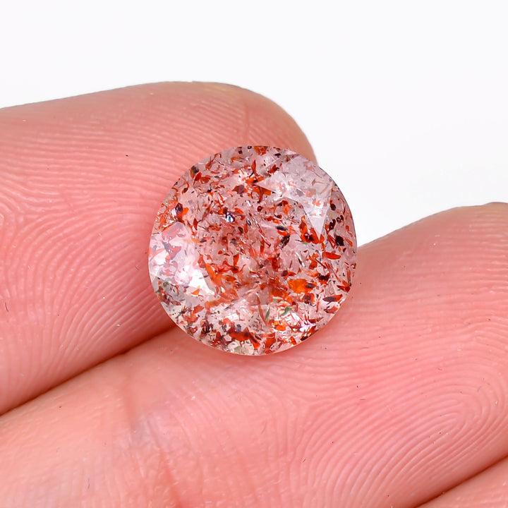 elestial hematite quartz round shape cut stone loose gemstone