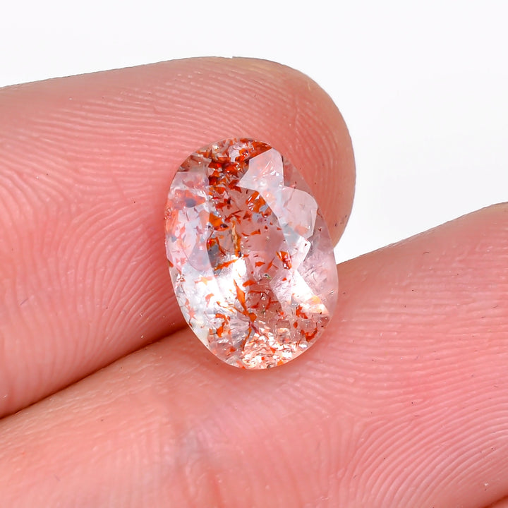 elestial hematite quartz oval shape cut stone loose gemstone