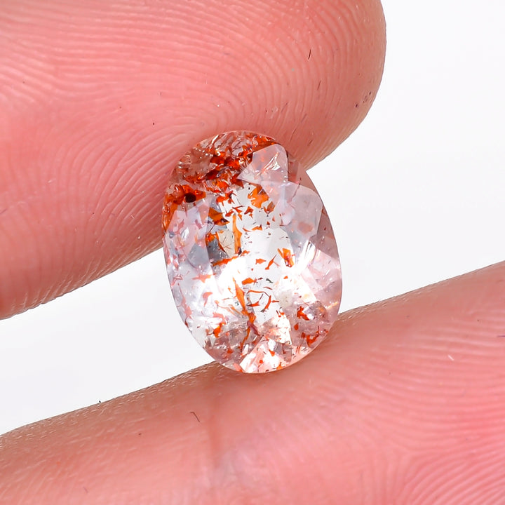 elestial hematite quartz oval shape cut stone loose gemstone