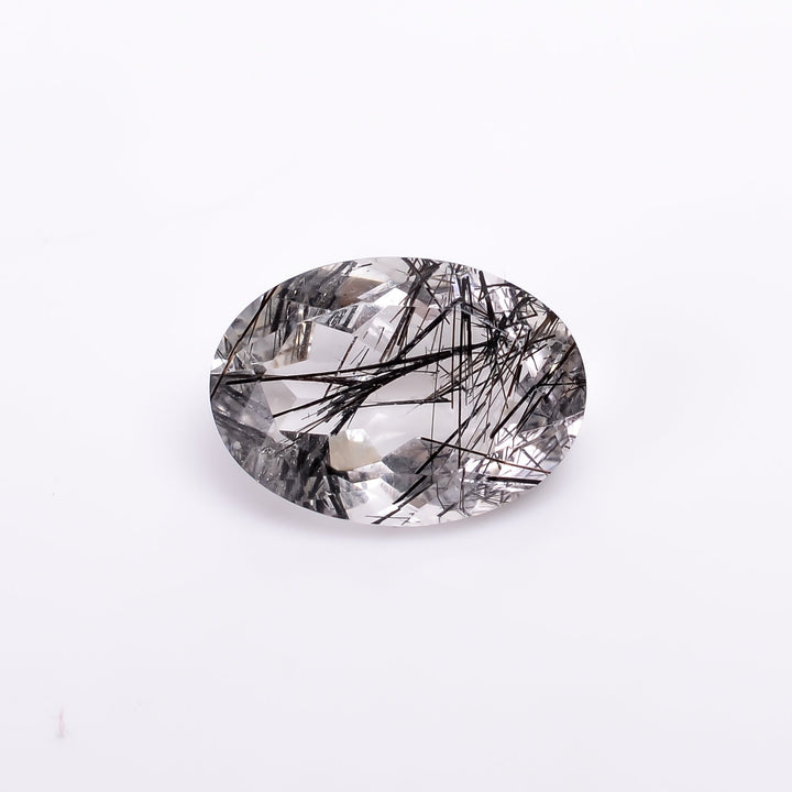 black rutile natural quartz oval shape cut stone loose gemstone