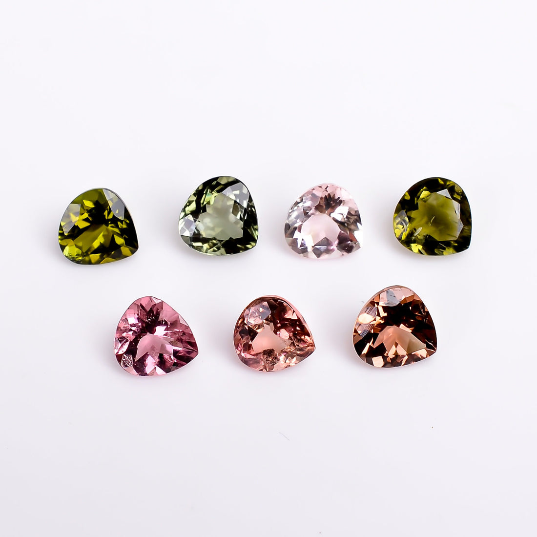 multi tourmaline heart shape cut stone natural loose gemstone 7 pcs