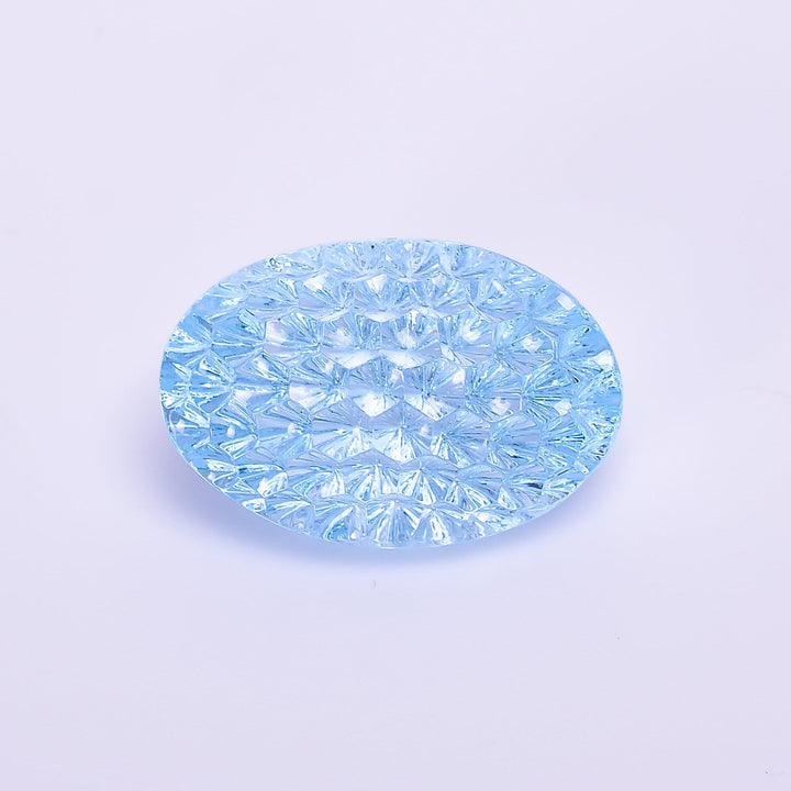 natural blue topaz oval shape fantasy cut loose gemstone