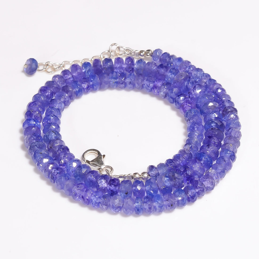 tanzanite natural gemstone rondelle shape faceted beads necklace