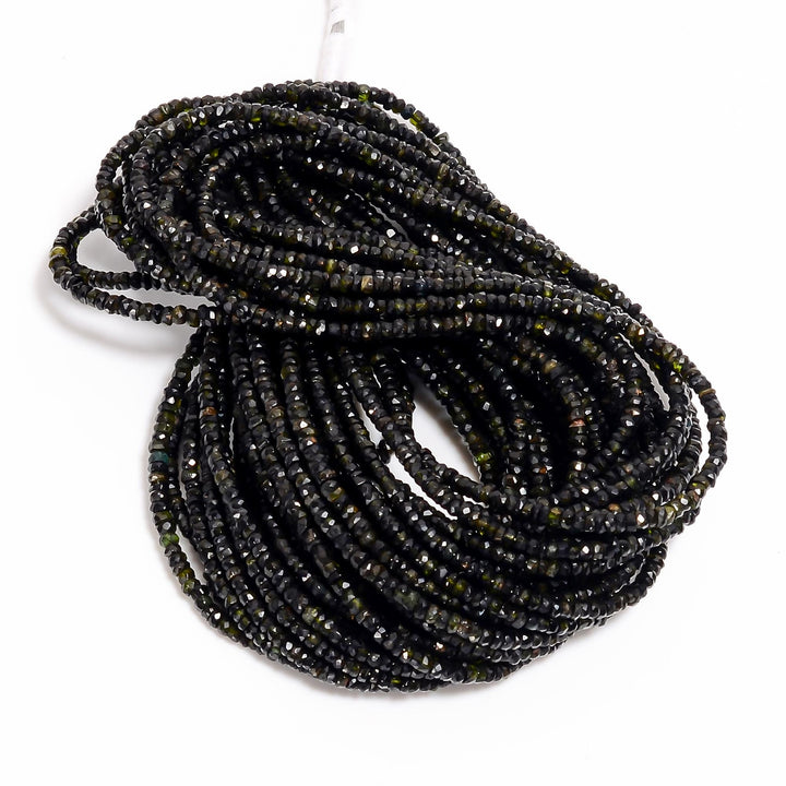 chrome tourmaline natural gemstone rondelle shape faceted 18 lines strand 18 beads 3x3x2 mm 849 ct yn 507