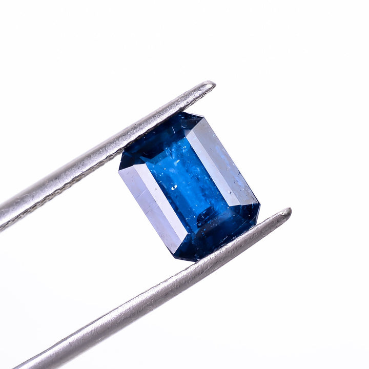 natural dark blue kyanite radiant shape cut stone loose gemstone