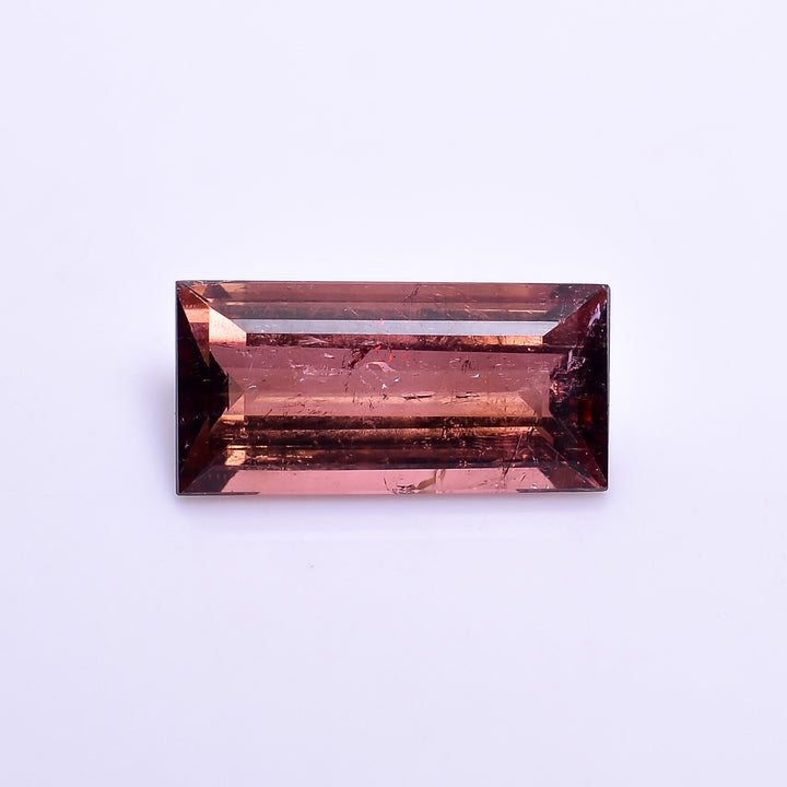 natural pink tourmaline rectangle shape facit cut stone slightly inclusion loose gemstone