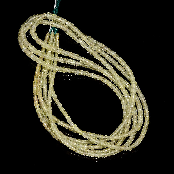 yellow sapphire natural gemstone rondelle shape faceted 3 lines strand 18 beads 3x3x2 mm 123 5 ct yn 495