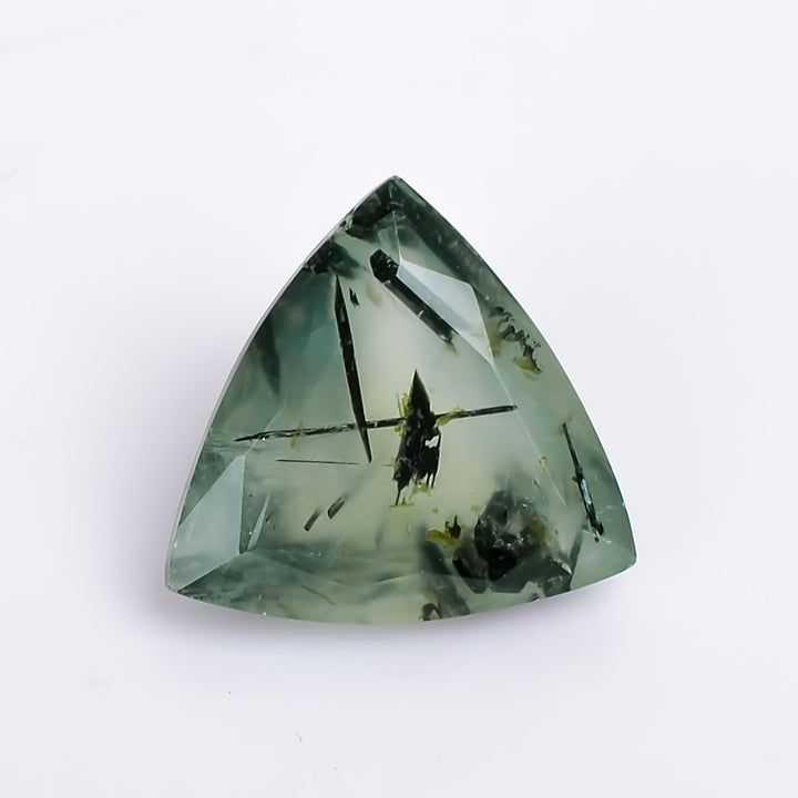 prehnite with epidote natural trillion shape cut stone loose gemstone