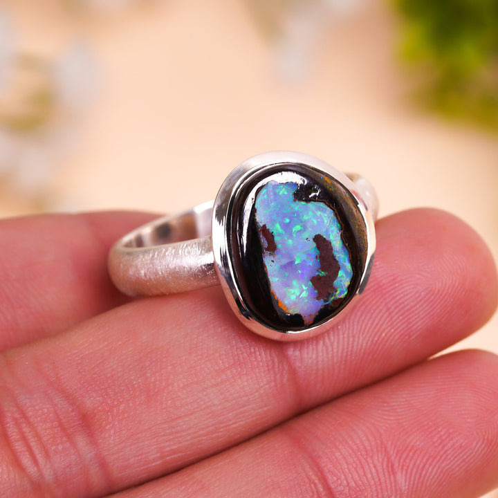 mens ring natural boulder opal fancy shape ethnic handmade mens 925 sterling silver ring 13 75 us 9 6 gms y 7777