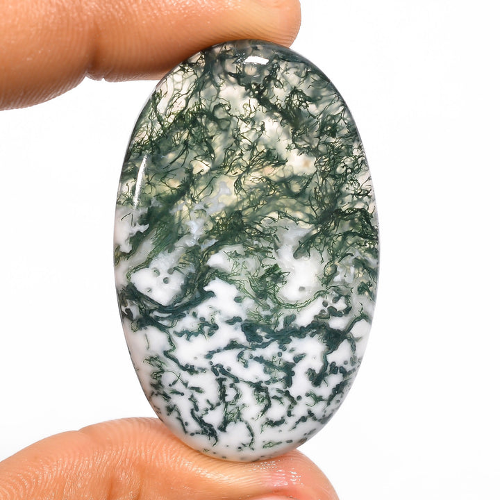moss agate gemstone oval shape natural cabochon loose gemstone
