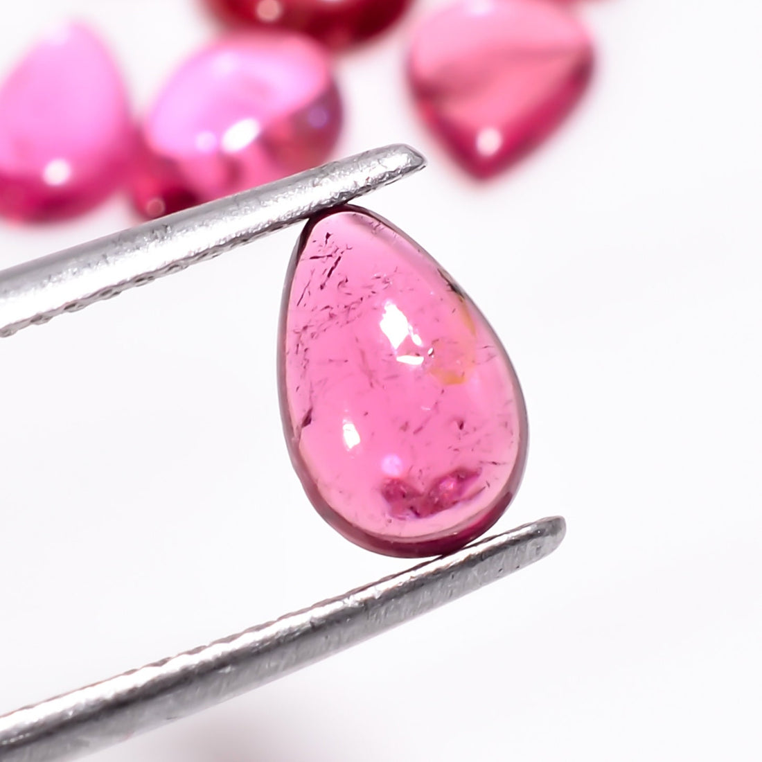 pink tourmaline pear shape cabochon loose gemstone 12 pcs lot