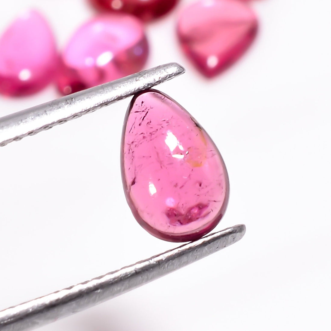 pink tourmaline pear shape cabochon loose gemstone 12 pcs lot