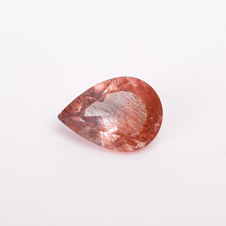 elestial quartz with lepidocrocite pear shape cut stone loose gemstone