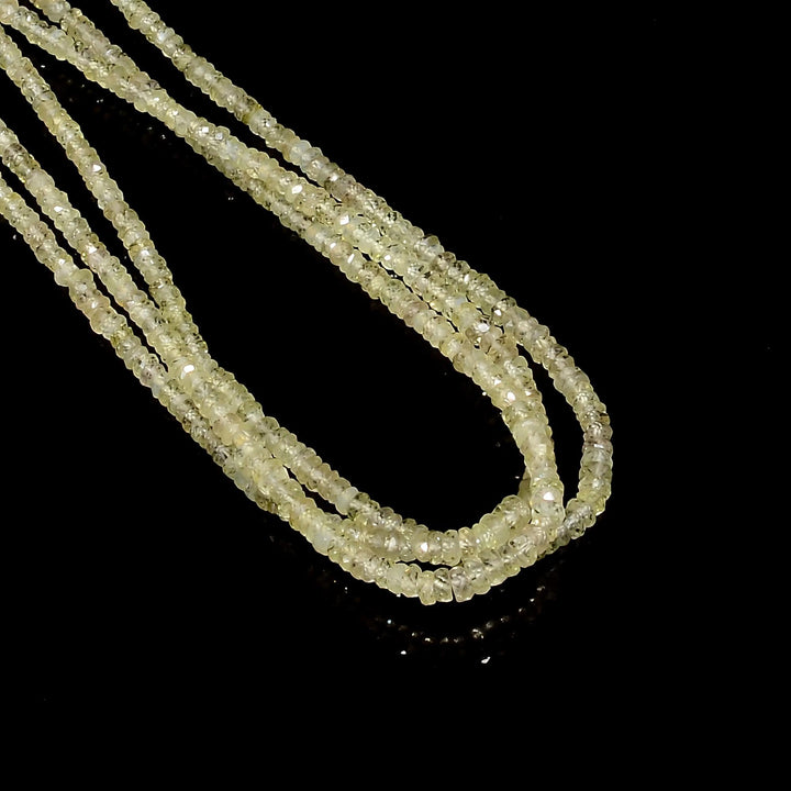 yellow sapphire natural gemstone rondelle shape faceted 3 lines strand 18 beads 3x3x2 mm 123 5 ct yn 495