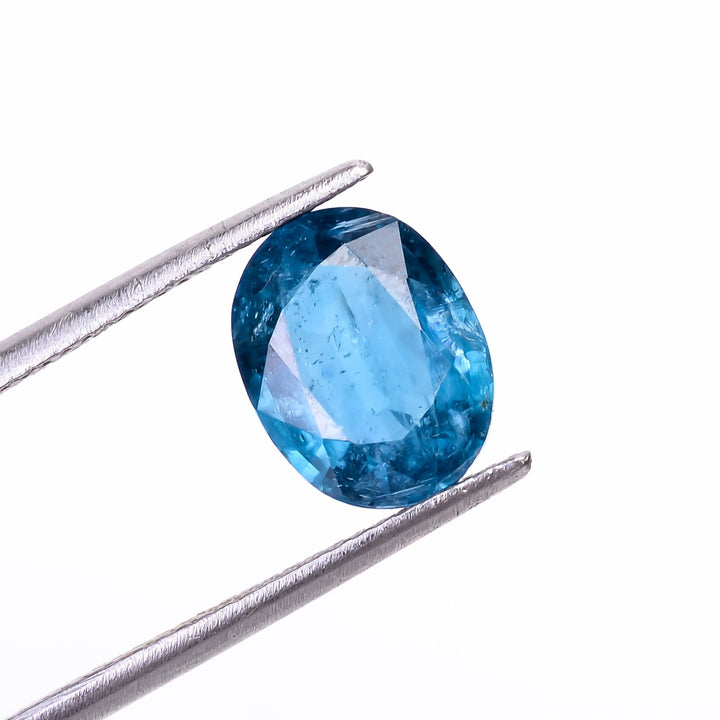 natural dark blue kyanite oval shape cut stone loose gemstone