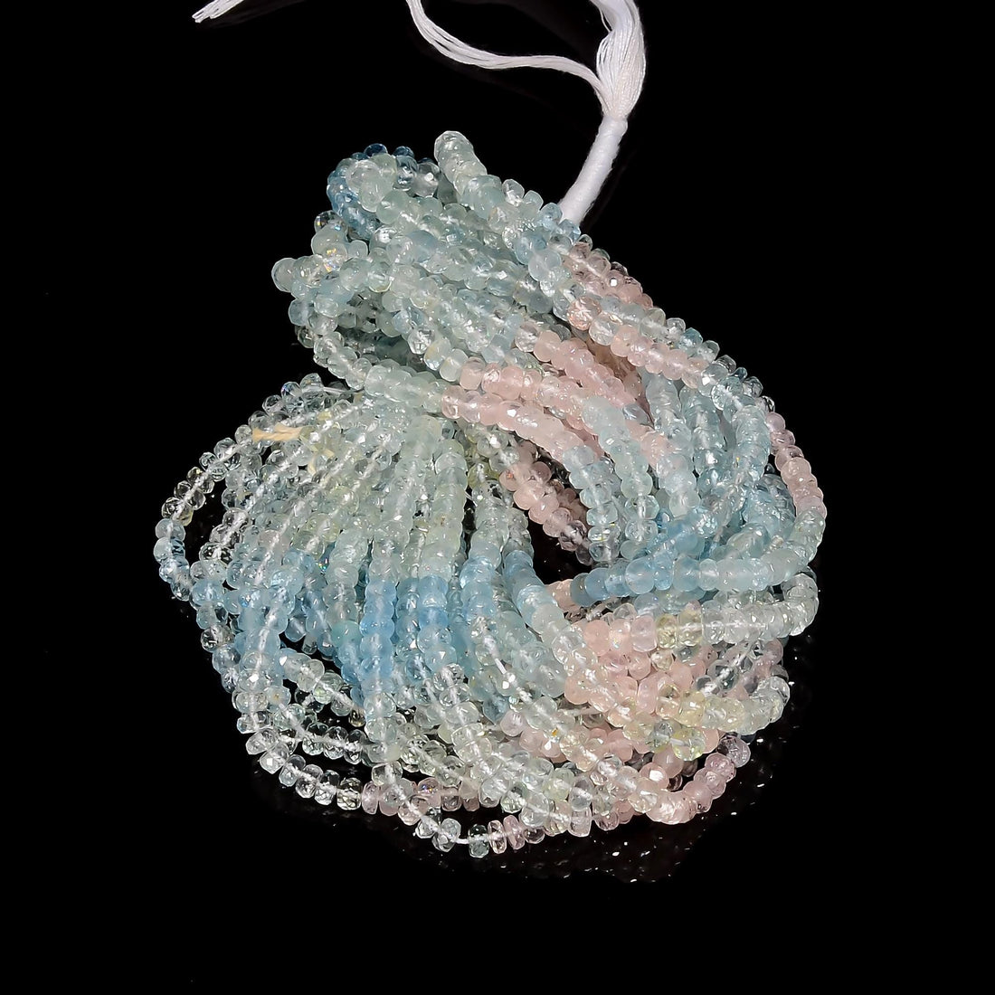 multi aquamarine natural gemstone rondelle shape faceted 10 lines strand 16 beads 4x4x3 mm 746 5 ct yn 521