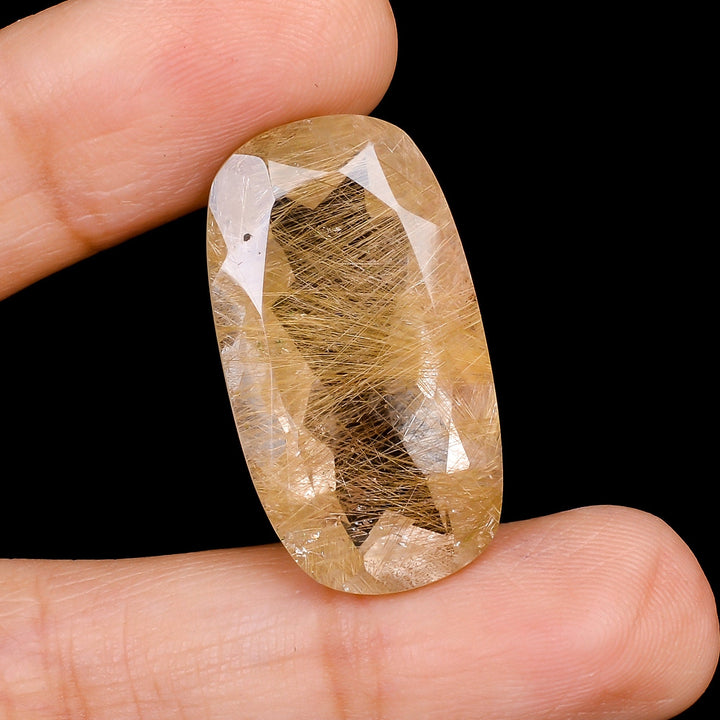 golden rutile quartz radiant shape cut stone loose gemstone