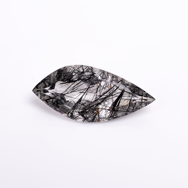 black rutile natural quartz fancy shape cut stone loose gemstone