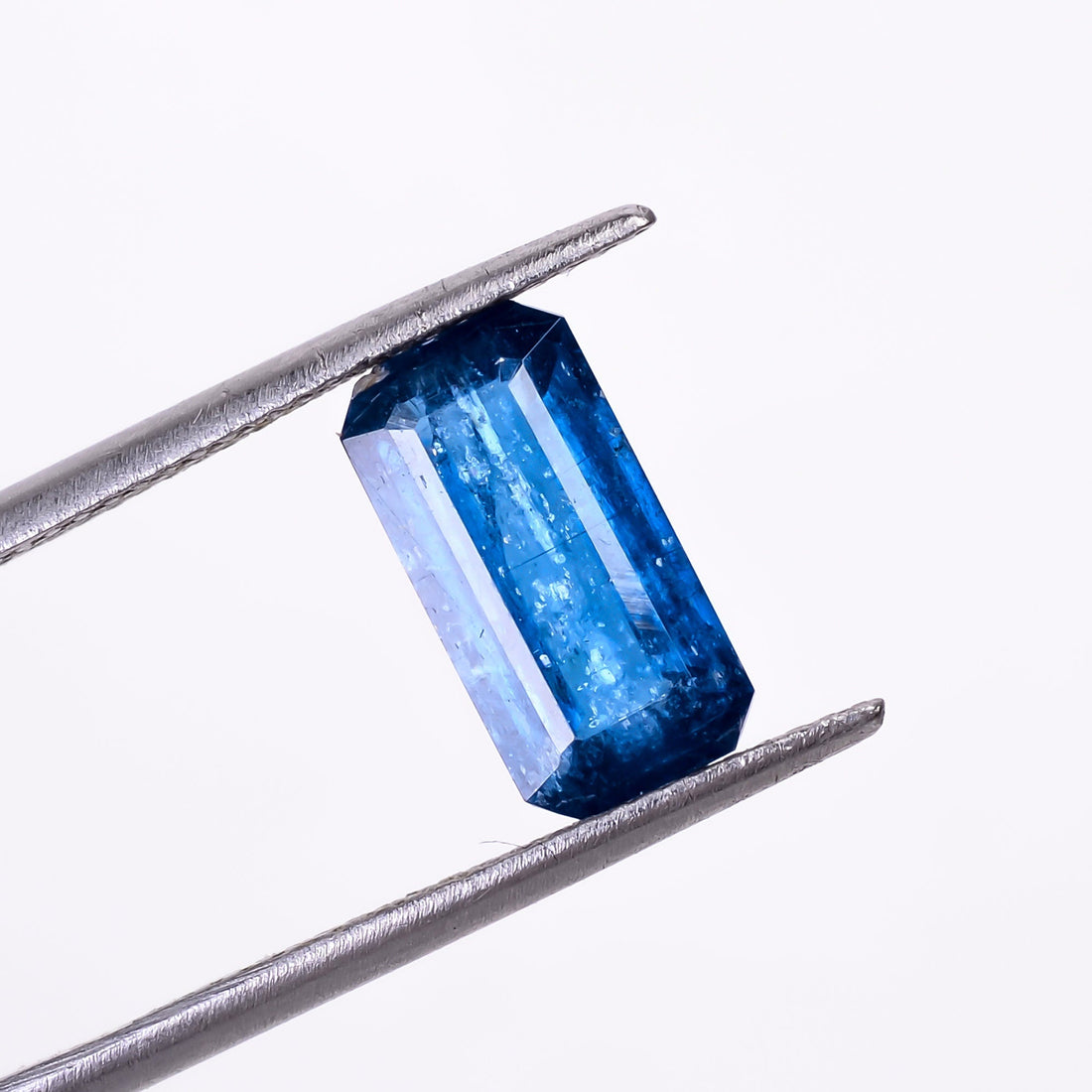 natural dark blue kyanite radiant shape cut stone loose gemstone