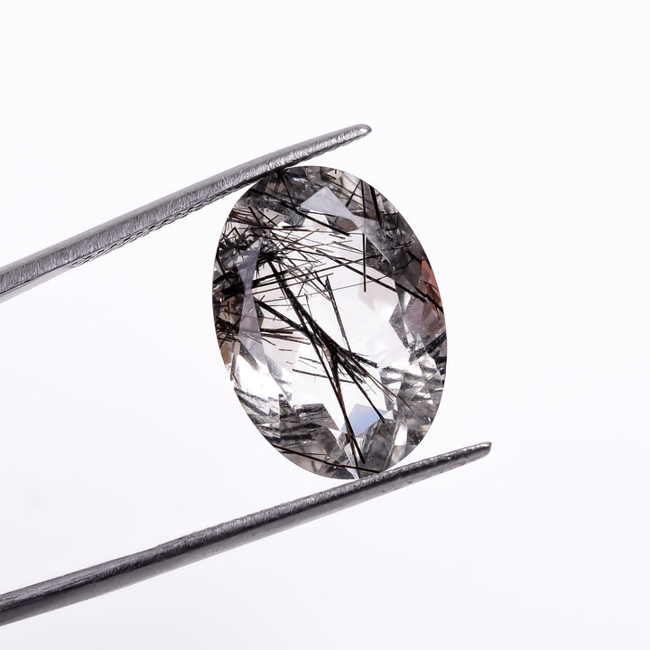 black rutile natural quartz oval shape cut stone loose gemstone