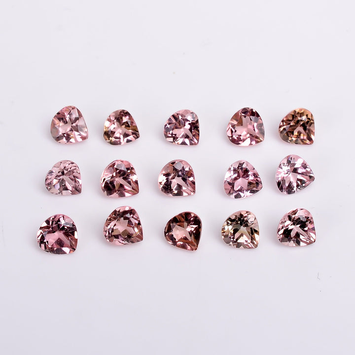 pink tourmaline heart shape cut stone natural loose gemstone 15 pcs