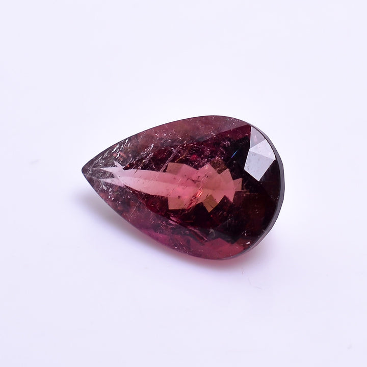 natural pink tourmaline pear shape facit cut stone slightly inclusion loose gemstone