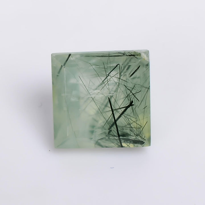 prehnite with epidote natural square shape cut stone loose gemstone