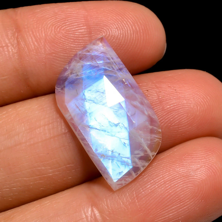 natural rainbow moonstone fancy shape facet on top loose gemstone