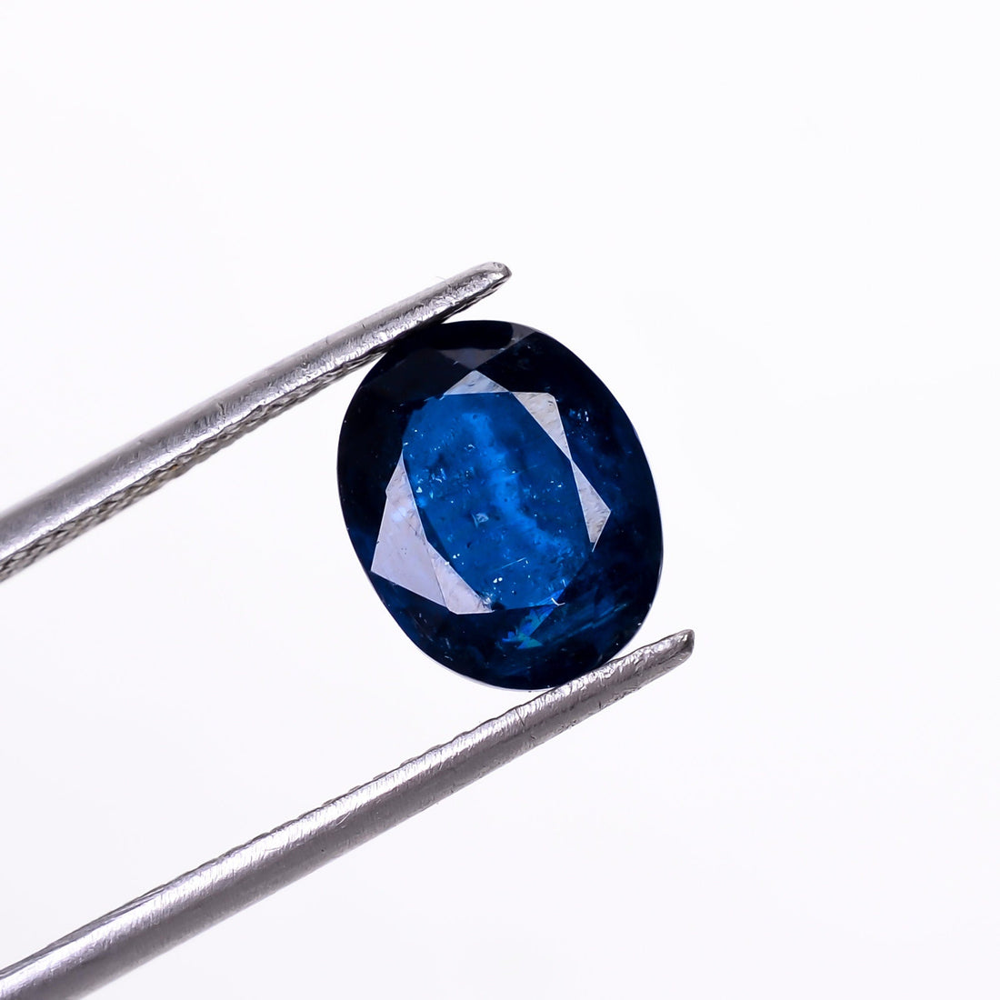 natural dark blue kyanite oval shape cut stone loose gemstone