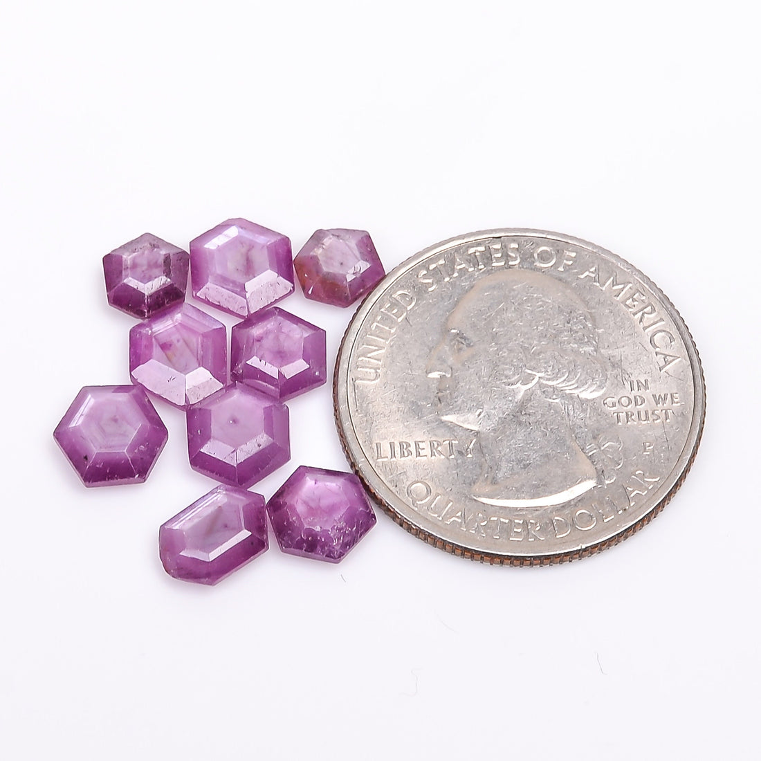 ruby natural hexagon texture shape cut stone loose gemstone 9 pcs lot