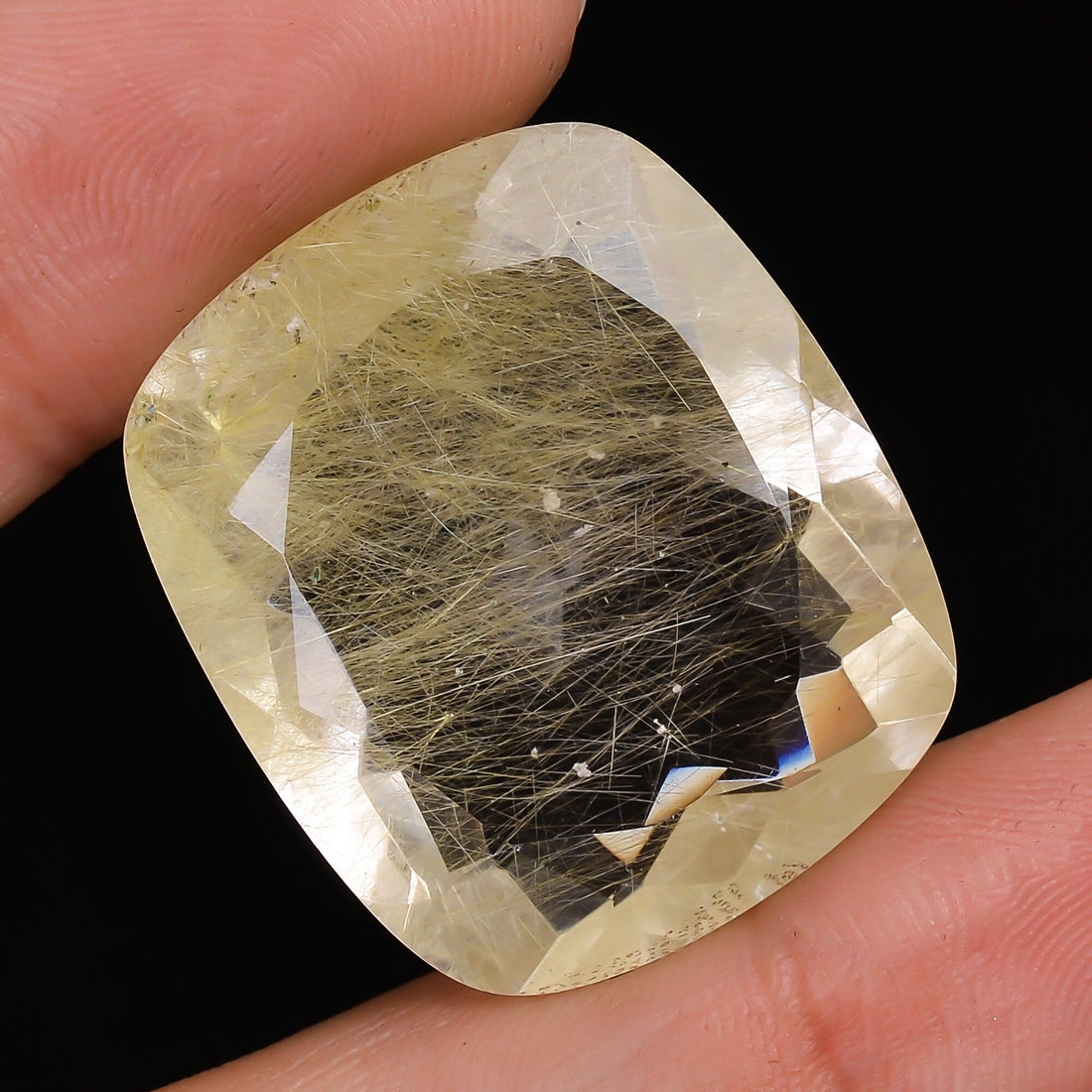 golden rutile quartz radiant cut stone natural loose gemstone