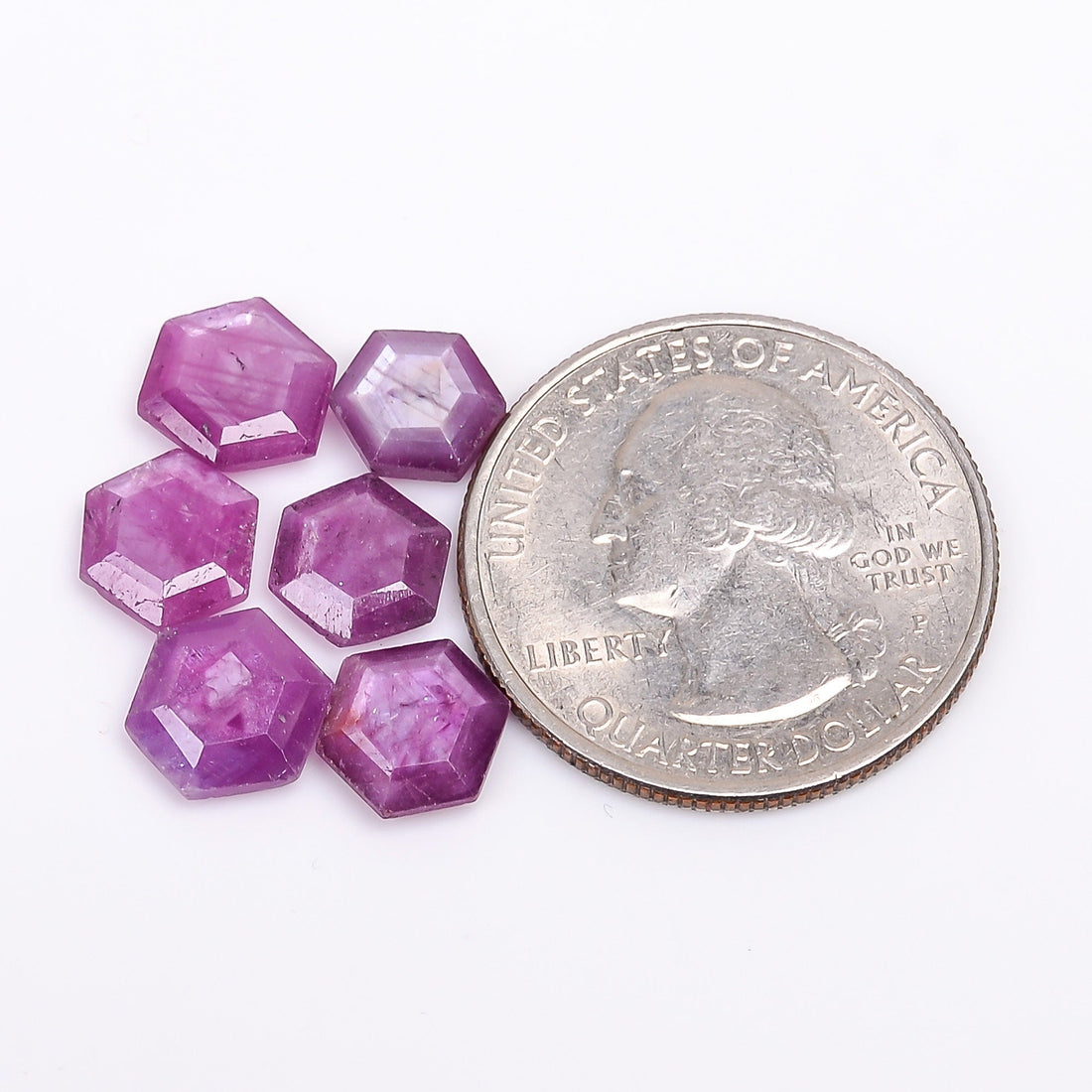 ruby natural hexagon texture shape cut stone loose gemstone 6 pcs lot