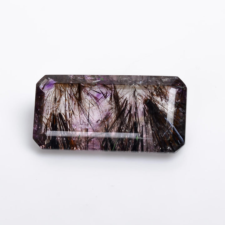 amethyst with cacoxenite natural quartz radiant shape cut stone loose gemstone