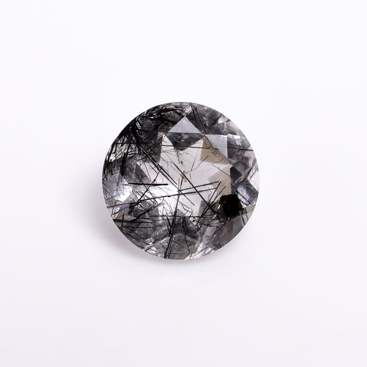 black rutile natural quartz round shape cut stone loose gemstone