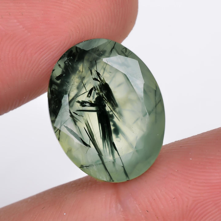 prehnite with epidote natural oval shape cut stone loose gemstone